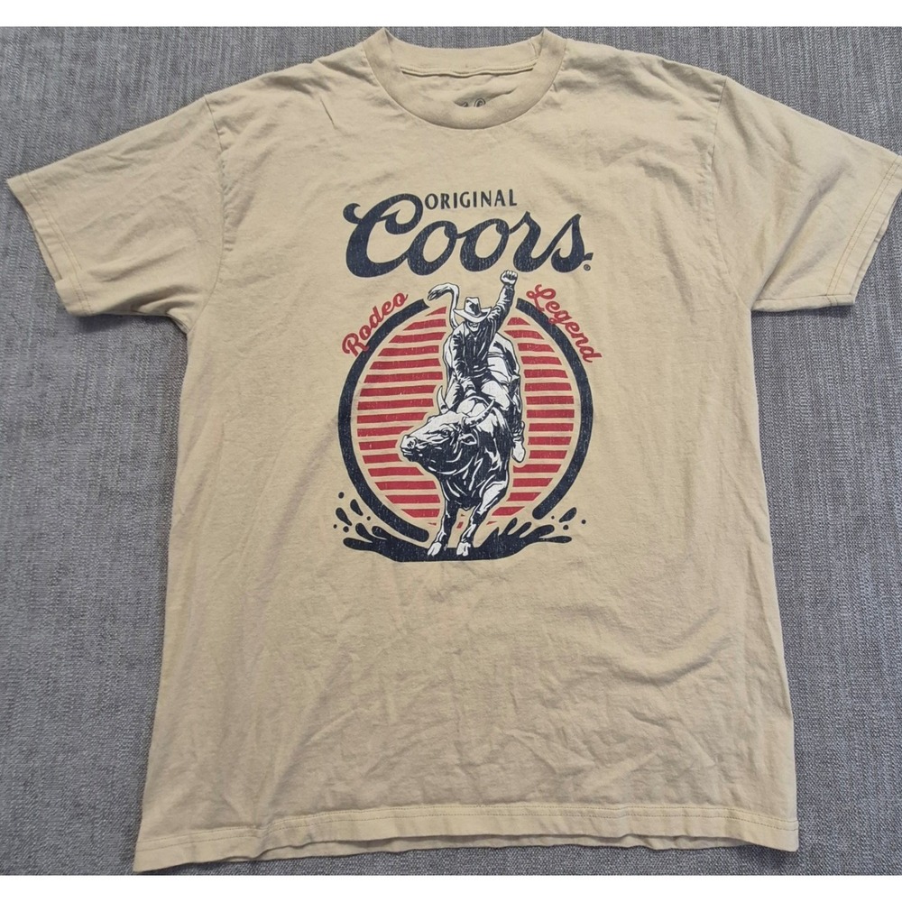 Coors Rodeo Legend Tee Luv graphic t-shirt mens LG cream beer bull rider western